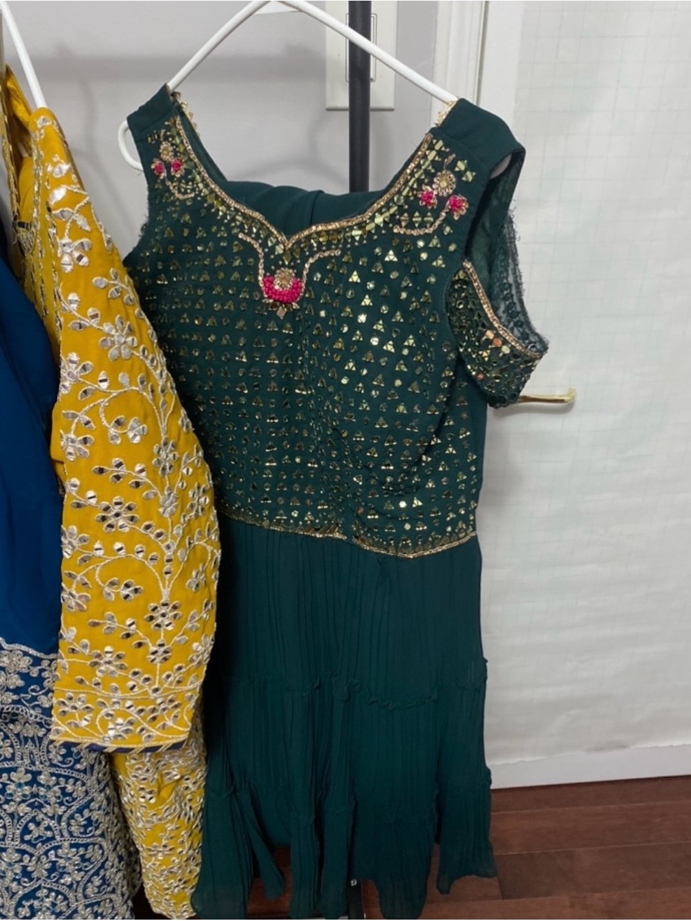 Embellished Deep Green Sleeveless Suit